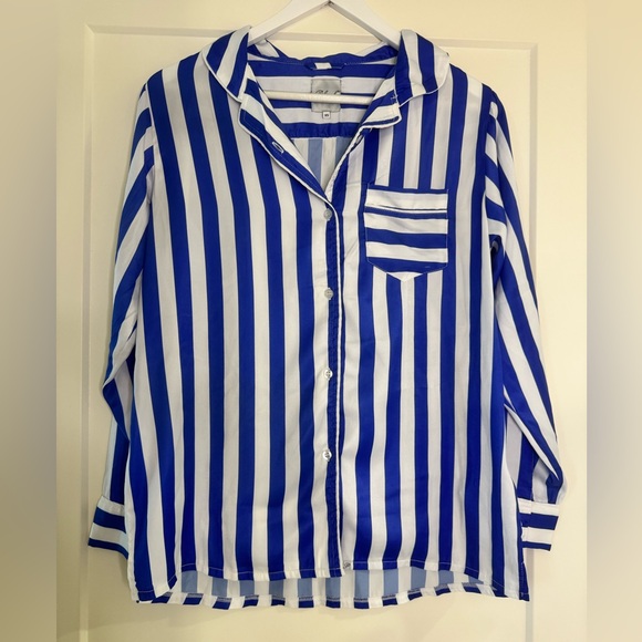 Plush striped long sleeve pajama set - Picture 1 of 11